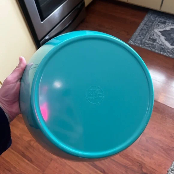 AT HOME | Teal Melamine Serving Bowl, 11” round - Picture 2 of 5